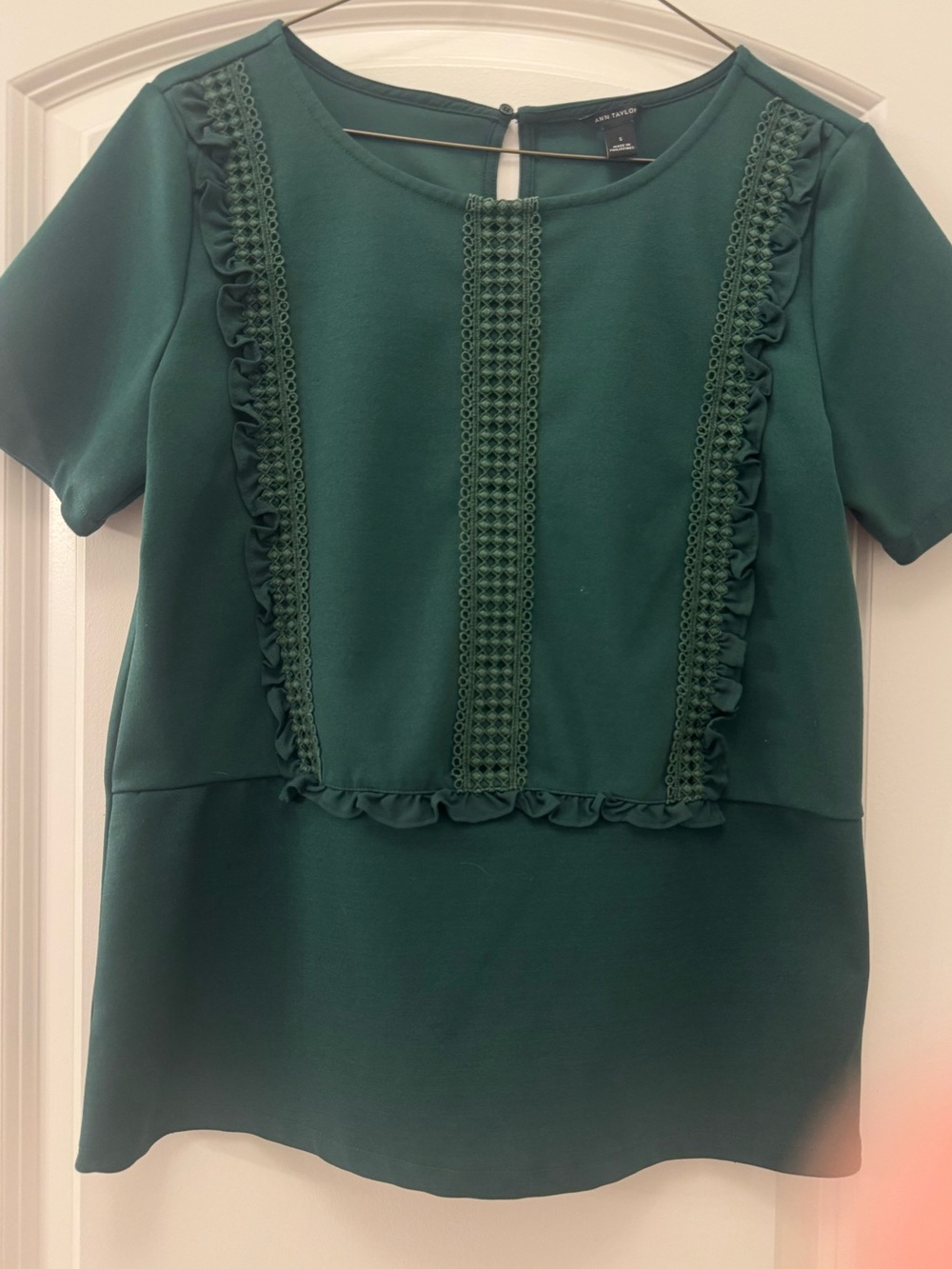 Ann Taylor Green Ruffle & Lace-Trim Girls' Dress